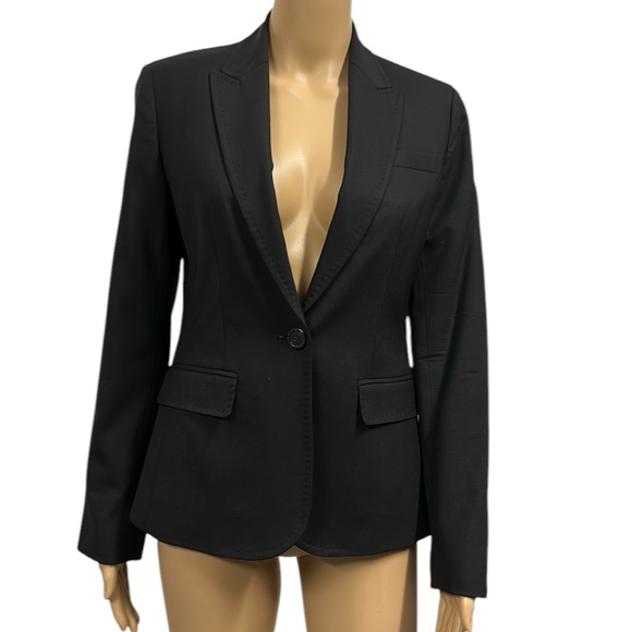 Vintage J Crew Wool Blend One Button Blazer Faux Pocket Shoulder Pads Womens 4 - Picture 1 of 10